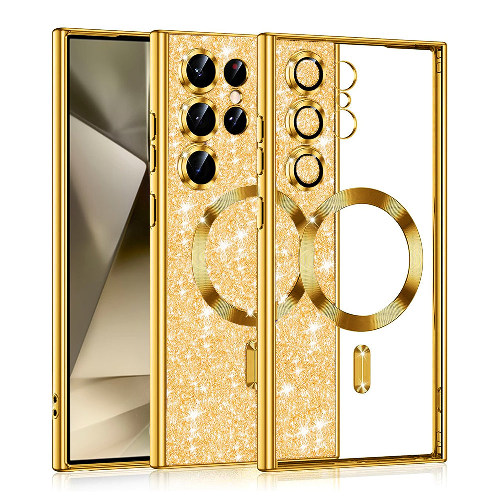 MagSafe Case for Samsung Galaxy S24 Ultra S928, Techsuit, Luxury Glitter, Gold