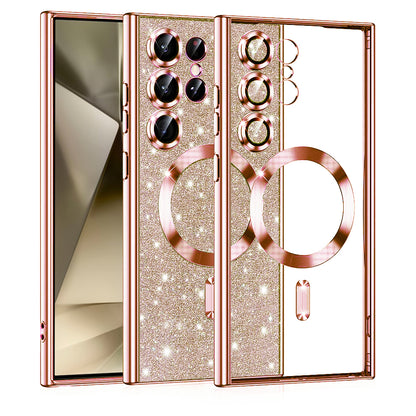 MagSafe Case for Samsung Galaxy S24 Ultra S928, Techsuit, Luxury Glitter, Rose Gold