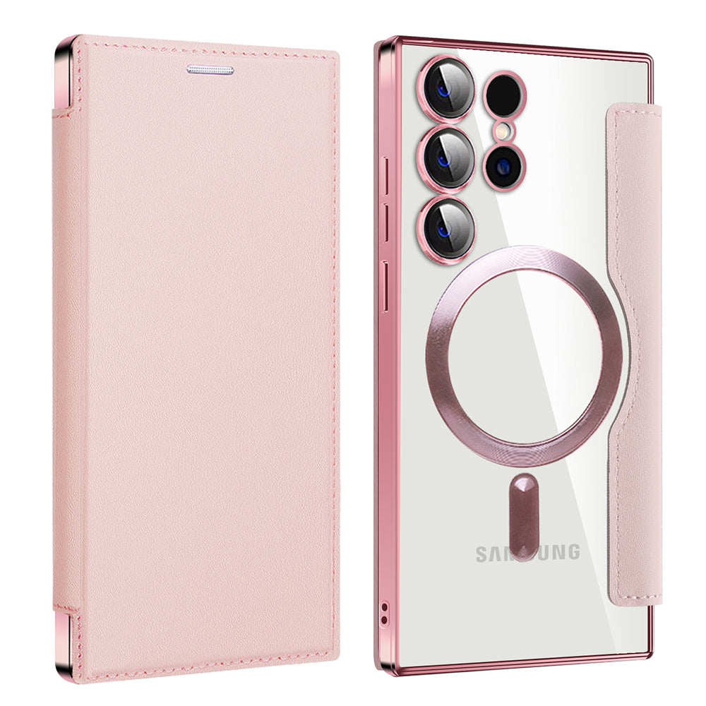MagSafe Case for Samsung Galaxy S24 Ultra S928, Techsuit, SmartMag Book, Pink