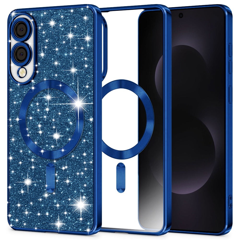 MagSafe Case for Samsung Galaxy S25 Edge S937, Techsuit, Luxury Glitter, Dark Blue