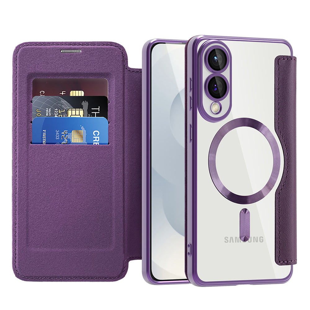 MagSafe Case for Samsung Galaxy S25 Edge S937, Techsuit, SmartMag Book, Purple