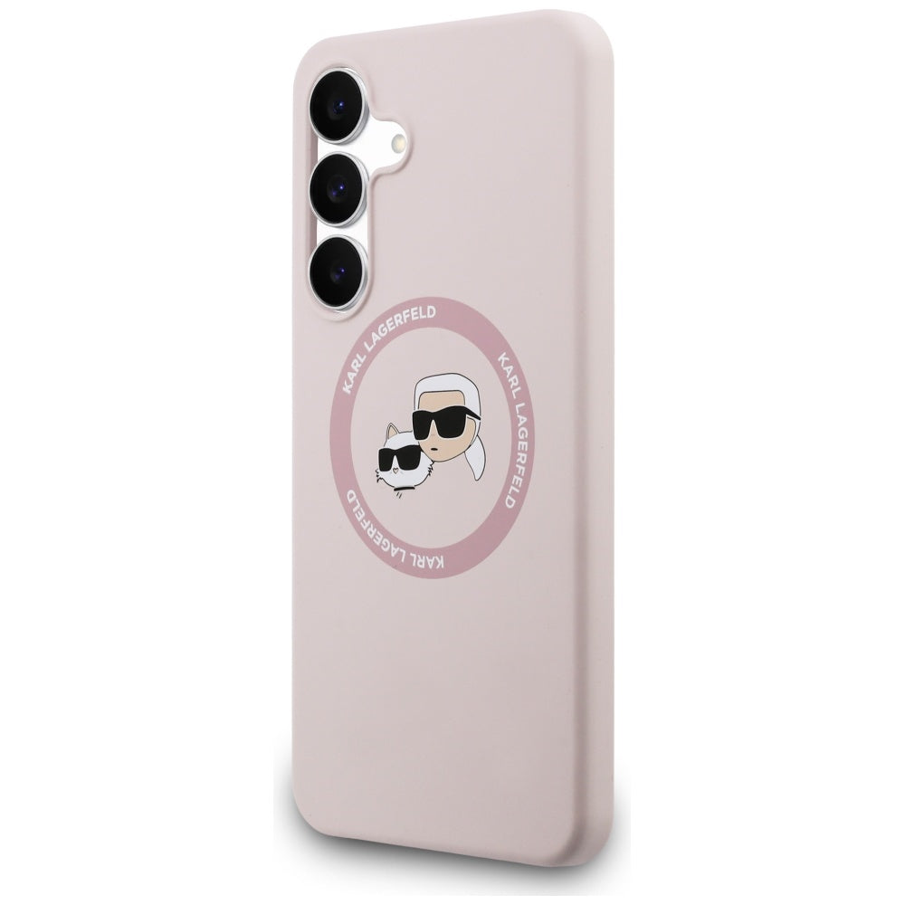 MagSafe Case for Samsung Galaxy S25 FE, Karl Lagerfeld, Silicone Karl & Choupette's Heads, Pink