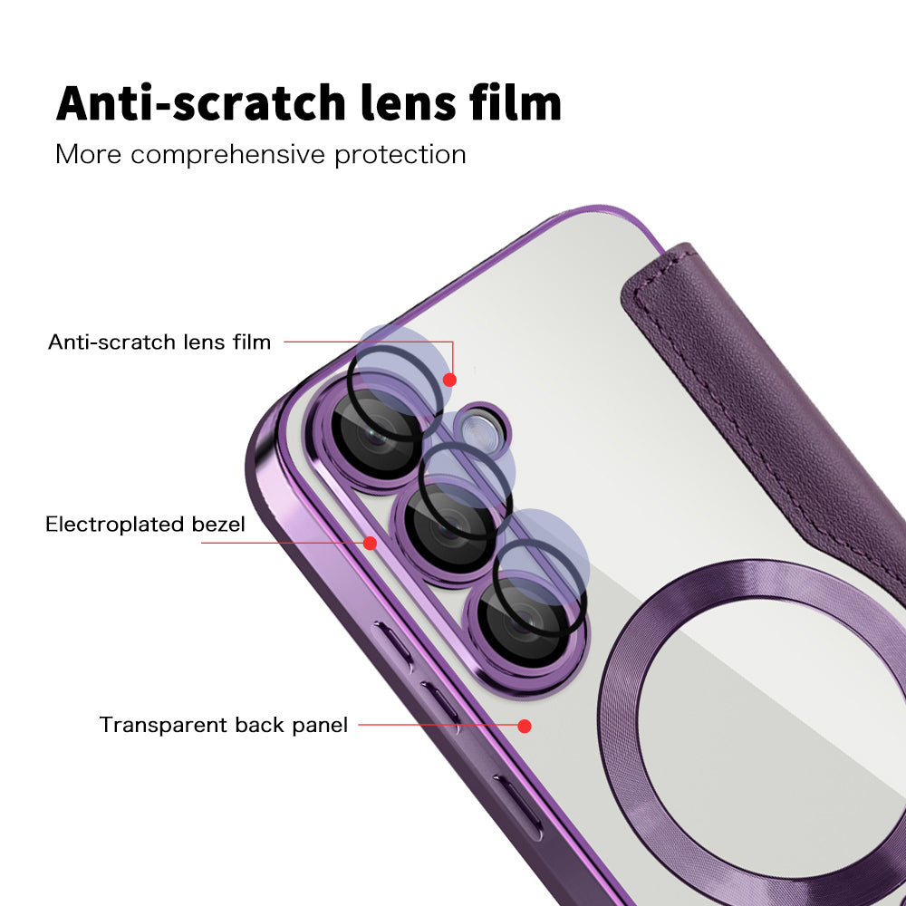 MagSafe Case for Samsung Galaxy S25+ S936, Techsuit, SmartMag Book, Purple