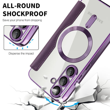 MagSafe Case for Samsung Galaxy S25+ S936, Techsuit, SmartMag Book, Purple