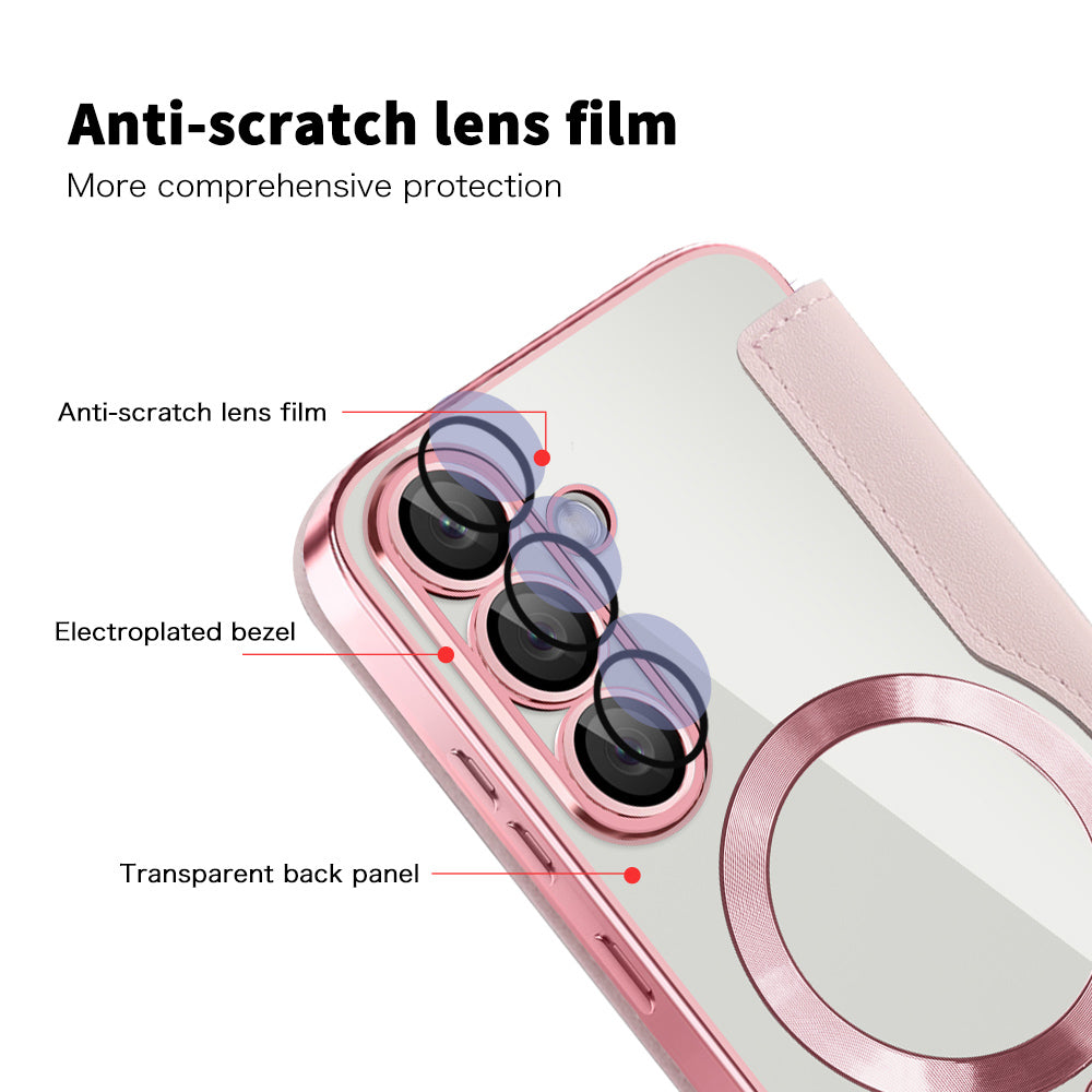 MagSafe Case for Samsung Galaxy S25+ S936, Techsuit, SmartMag Book, Pink