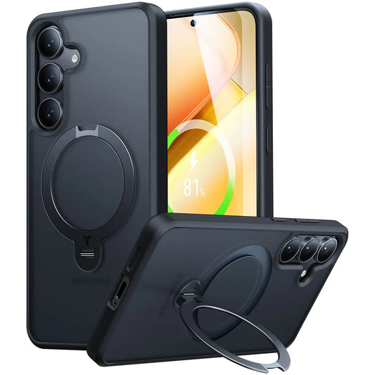 MagSafe Case for Samsung Galaxy S25+ S936, Torras, Ostand Spin, Black