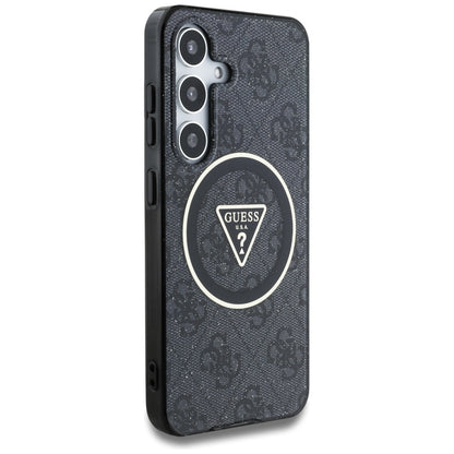 MagSafe Case for Samsung Galaxy S25 S931, Guess, IML Glitter 4G Circle Triangle, Black