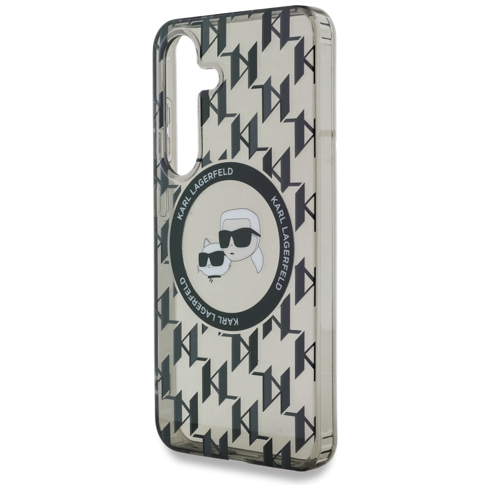 MagSafe Case for Samsung Galaxy S25 S931, Karl Lagerfeld, IML Monogram Karl & Choupette's Heads, Black