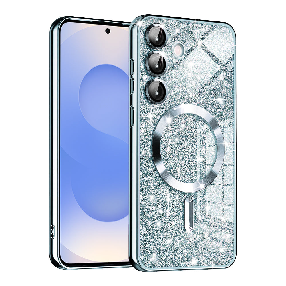 MagSafe Case for Samsung Galaxy S25 S931, Techsuit, Luxury Glitter, Blue