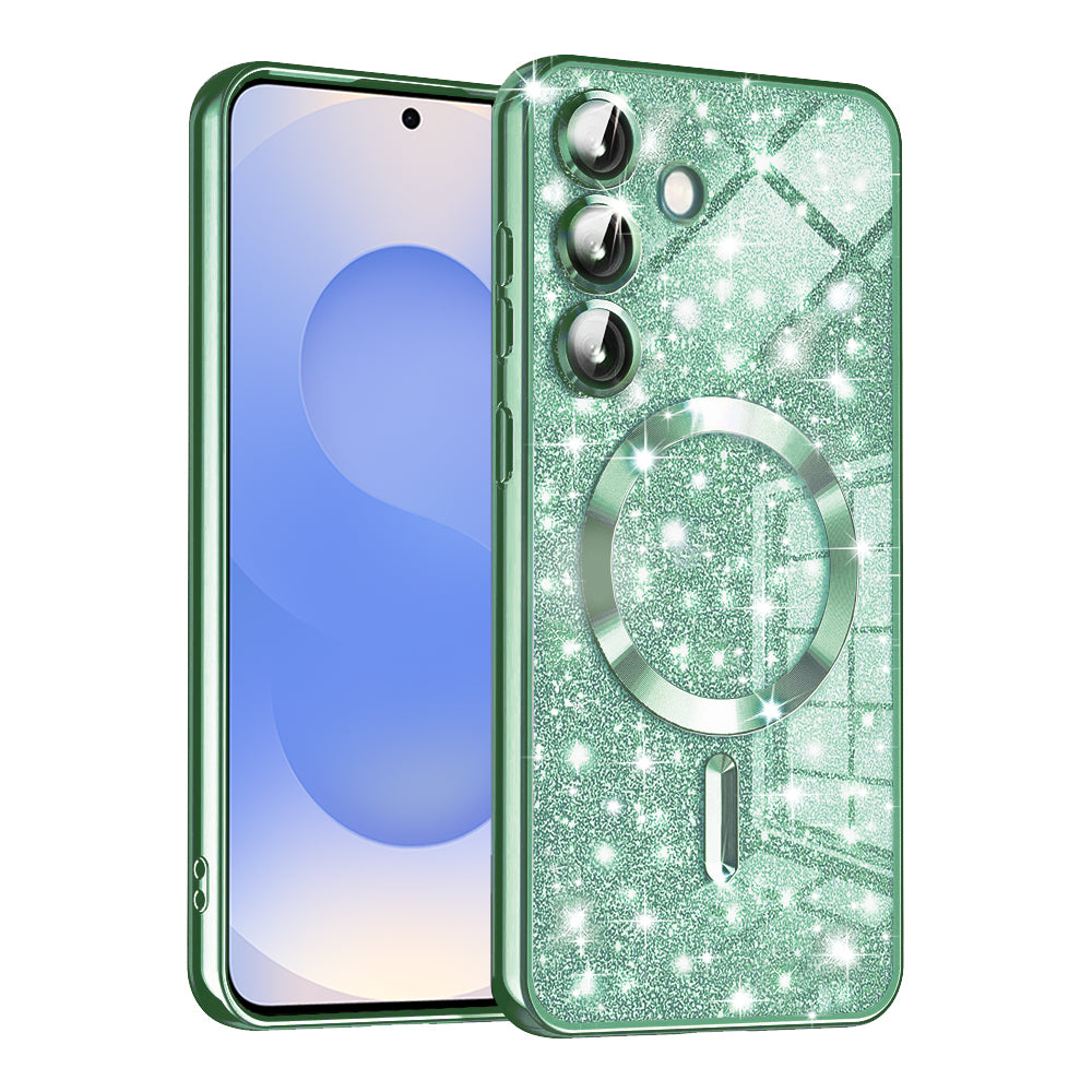 MagSafe Case for Samsung Galaxy S25 S931, Techsuit, Luxury Glitter, Light Green