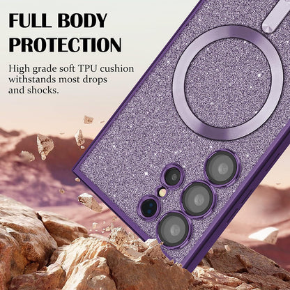 MagSafe Case for Samsung Galaxy S25 S931, Techsuit, Luxury Glitter, Light Green