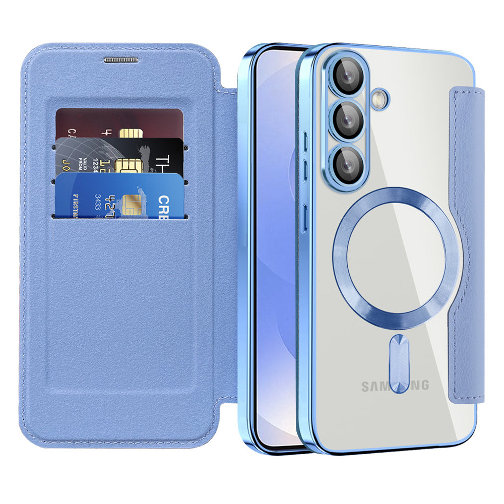 MagSafe Case for Samsung Galaxy S25 S931, Techsuit, SmartMag Book, Blue