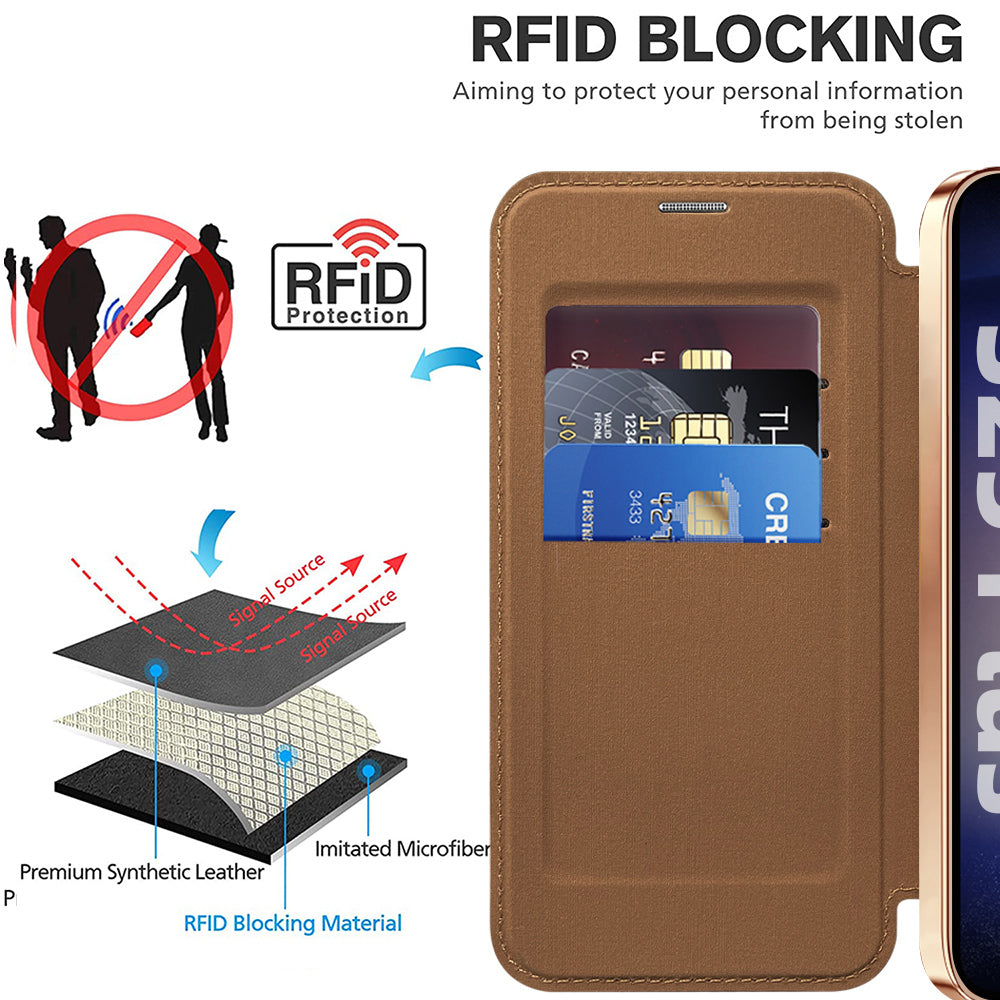 MagSafe Case for Samsung Galaxy S25 S931, Techsuit, SmartMag Book, Brown