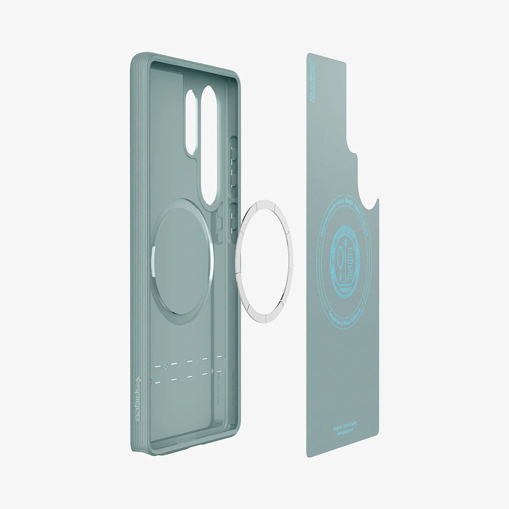 MagSafe Case for Samsung Galaxy S25 Ultra S938, Spigen, Caseology Parallax, Green ACS09053