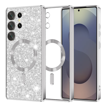 MagSafe Case for Samsung Galaxy S25 Ultra S938, Techsuit, Luxury Glitter, Silver