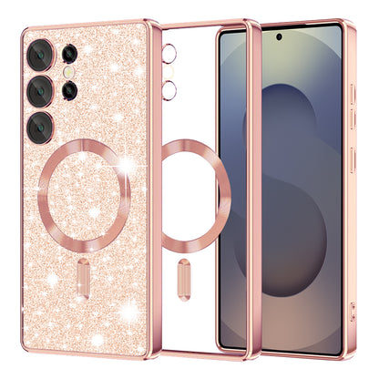 MagSafe Case for Samsung Galaxy S25 Ultra S938, Techsuit, Luxury Glitter, Rose Gold