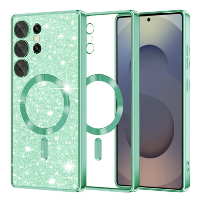 MagSafe Case for Samsung Galaxy S25 Ultra S938, Techsuit, Luxury Glitter, Light Green