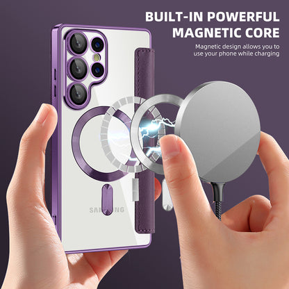 MagSafe Case for Samsung Galaxy S25 Ultra S938, Techsuit, SmartMag Book, Purple