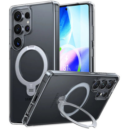 MagSafe Case for Samsung Galaxy S25 Ultra S938, Torras, Ostand Spin, Transparent