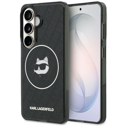 MagSafe Case for Samsung Galaxy S26 S942, Karl Lagerfeld, IML Choupette Head on KL Repeated Logo, Black