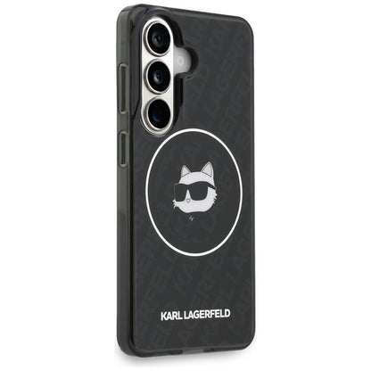 MagSafe Case for Samsung Galaxy S26 S942, Karl Lagerfeld, IML Choupette Head on KL Repeated Logo, Black