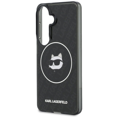 MagSafe Case for Samsung Galaxy S26 S942, Karl Lagerfeld, IML Choupette Head on KL Repeated Logo, Black