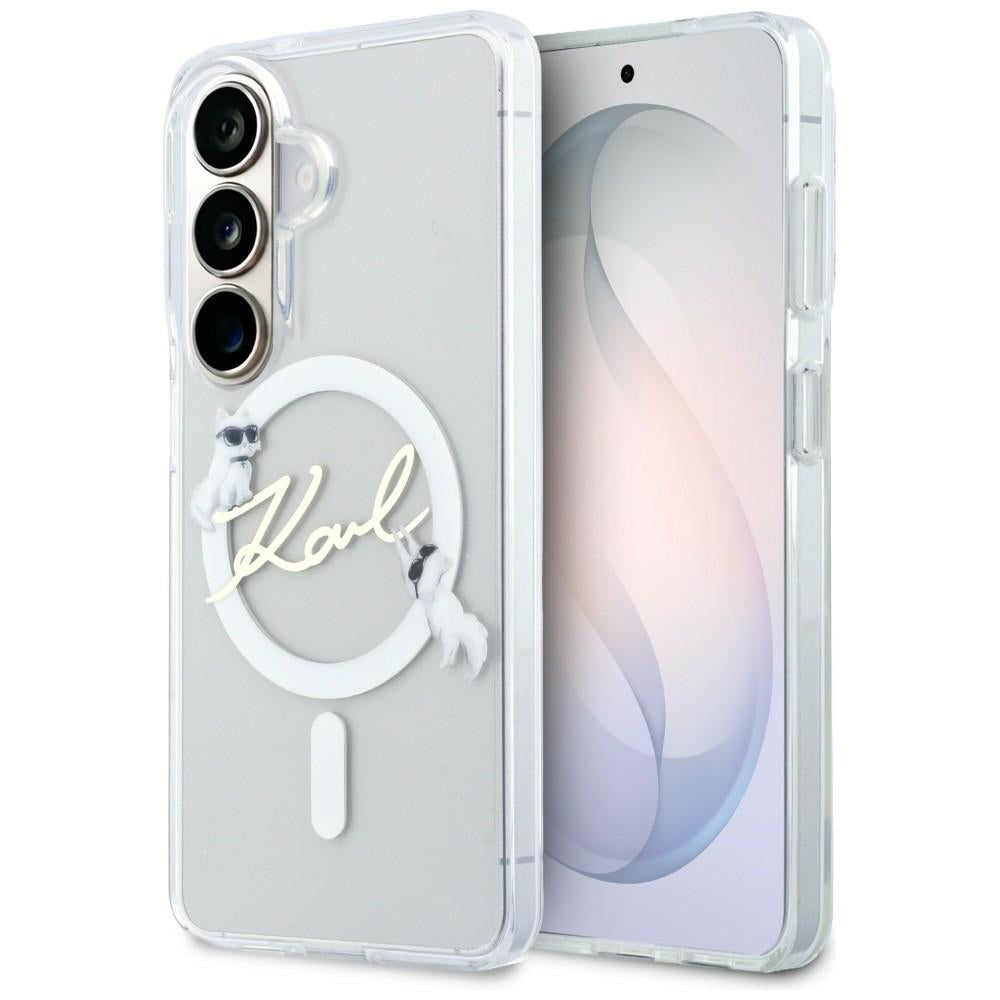 MagSafe Case for Samsung Galaxy S26 S942, Karl Lagerfeld, IML Choupette Karl Script Logo, White