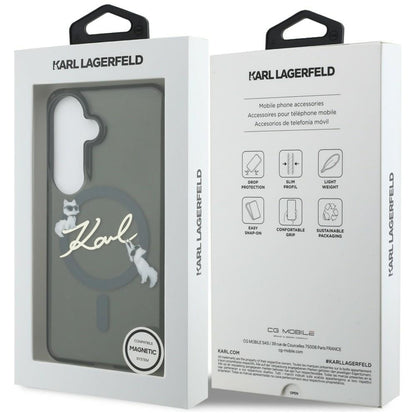 MagSafe Case for Samsung Galaxy S26 S942, Karl Lagerfeld, IML Choupette Karl Script Logo, Black