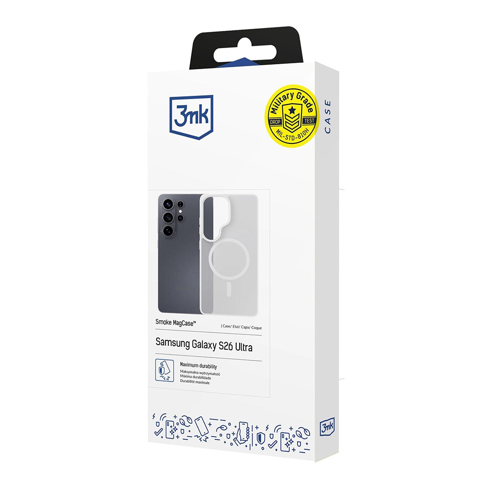 MagSafe Case for Samsung Galaxy S26 Ultra S948, 3MK, Smoke MagCase, White