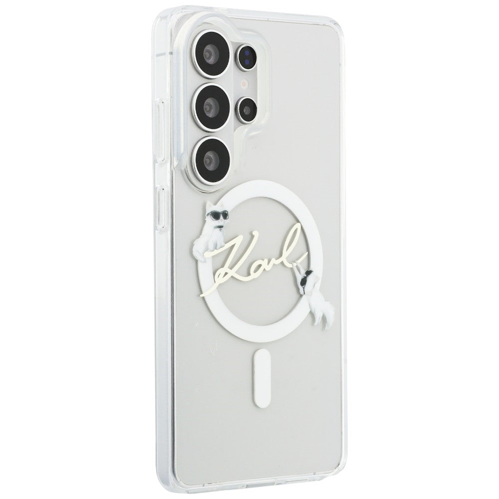 MagSafe Case for Samsung Galaxy S26 Ultra S948, Karl Lagerfeld, IML Choupette Karl Script Logo, White