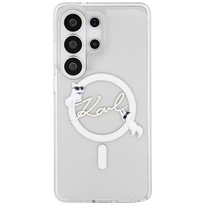 MagSafe Case for Samsung Galaxy S26 Ultra S948, Karl Lagerfeld, IML Choupette Karl Script Logo, White