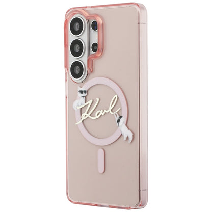 MagSafe Case for Samsung Galaxy S26 Ultra S948, Karl Lagerfeld, IML Choupette Karl Script Logo, Pink