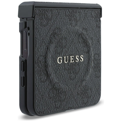MagSafe Case for Samsung Galaxy Z Flip8 F776, Guess, 4G Leather Classic, Black