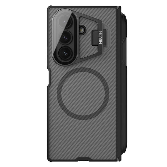 MagSafe Case for Samsung Galaxy Z Fold7 F966, Nillkin, CamShield Prop with Transparent Lens Cover and S-Pen Holder, Transparent Black