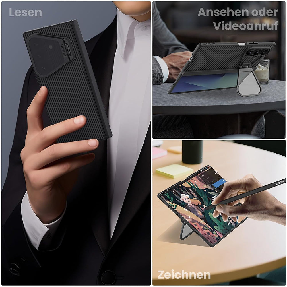 MagSafe Case for Samsung Galaxy Z Fold8 Ultra F976, Nillkin, CamShield Pro with Transparent Black Lens Cover and S-Pen Holder, Black