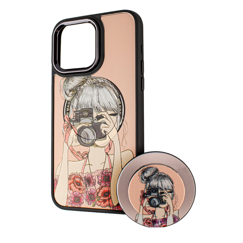 MagSafe Case for Xiaomi Redmi A2 / A1, BOTER, MagPopsocket Photo Girl, Multicolor