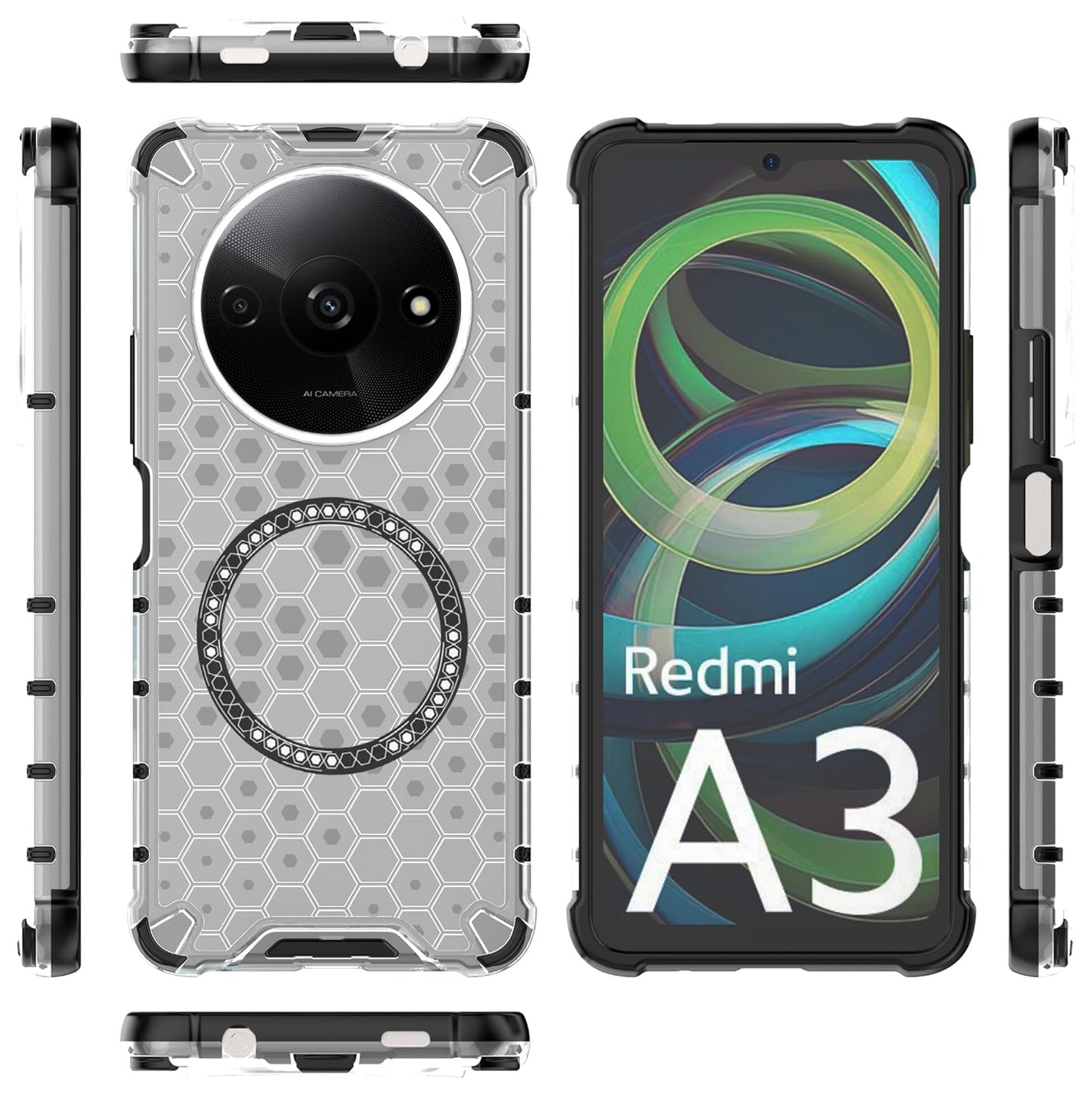 MagSafe Case for Xiaomi Redmi A3x / A3, Techsuit, HoneyComb Shield, White