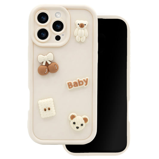 Case for Apple iPhone 12, OEM, Ultra Trendy 3D Bear, Beige