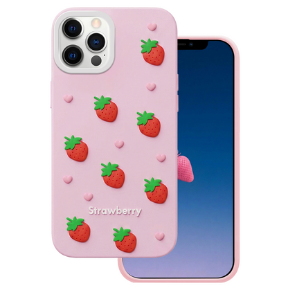 Case for Apple iPhone 12 / 12 Pro, OEM, Strawberry, Pink