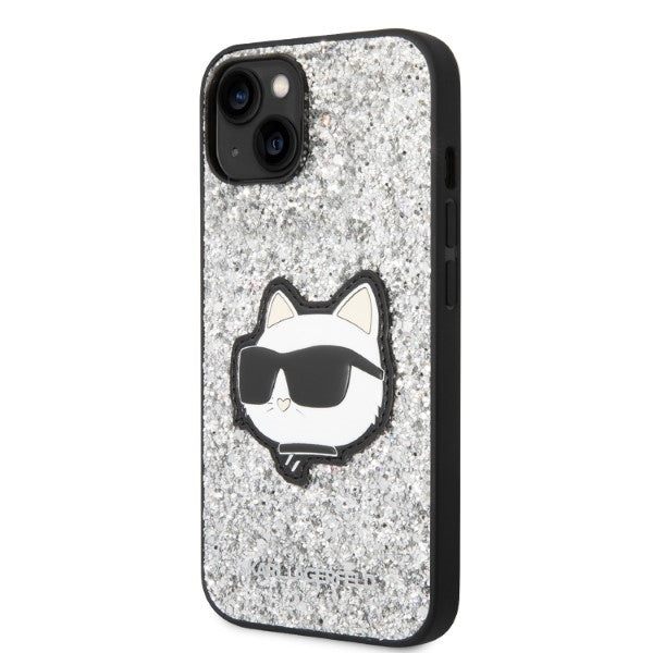 Case for Apple iPhone 14, Karl Lagerfeld, Glitter Choupette Patch, Silver