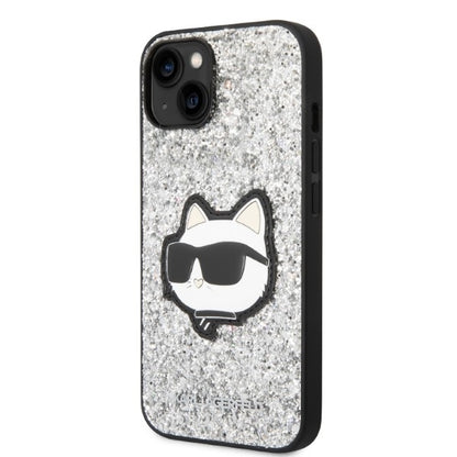 Case for Apple iPhone 14, Karl Lagerfeld, Glitter Choupette Patch, Silver