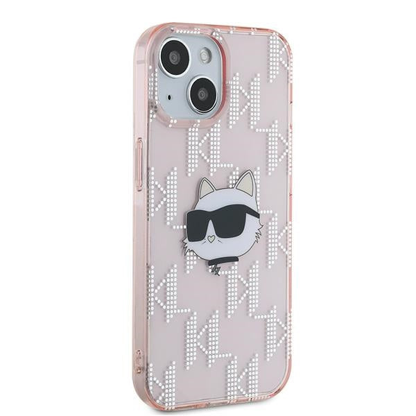 Case for Apple iPhone 14, Karl Lagerfeld, IML Luxury Monogram Choupette's Head, Pink