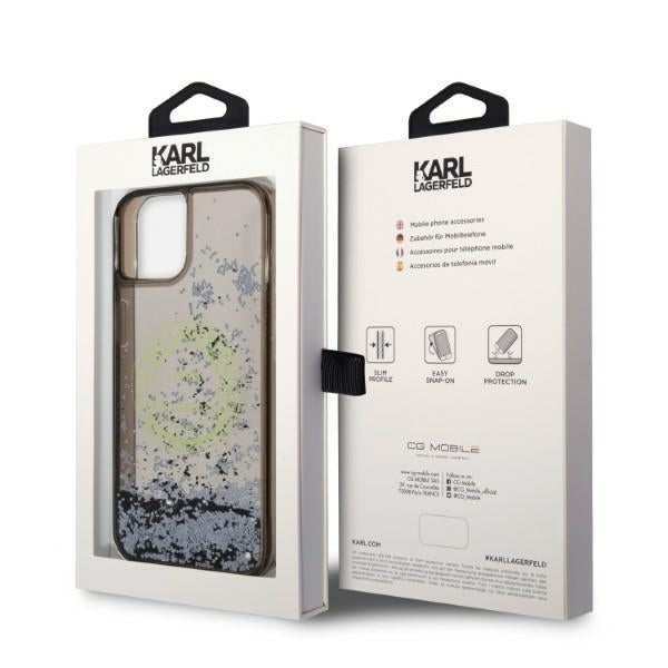 Case for Apple iPhone 14, Karl Lagerfeld, Liquid Glitter RSG, Black