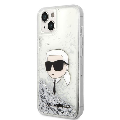 Case for Apple iPhone 14 Plus, Karl Lagerfeld, Glitter Karl's Head, Silver