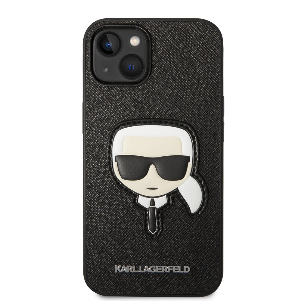 Case for Apple iPhone 14 Plus, Karl Lagerfeld, Saffiano Karl's Head, Black