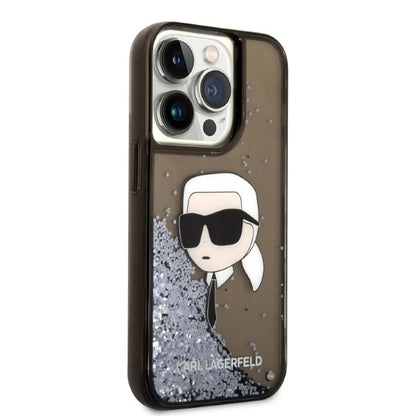Case for Apple iPhone 14 Pro, Karl Lagerfeld, Glitter Karl's Head, Black