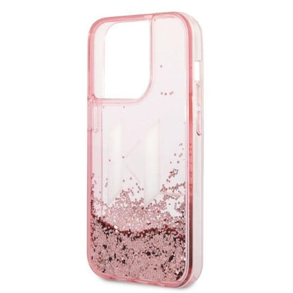 Case for Apple iPhone 14 Pro, Karl Lagerfeld, Glitter Liquid Big KL, Pink