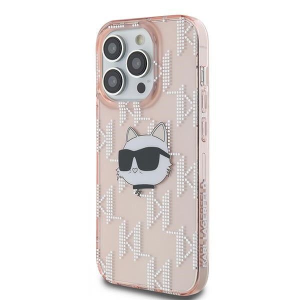 Case for Apple iPhone 14 Pro, Karl Lagerfeld, IML Luxury Monogram Choupette's Head, Pink