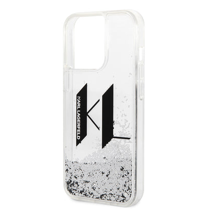 Case for Apple iPhone 14 Pro, Karl Lagerfeld, Liquid Glitter Big KL, Silver