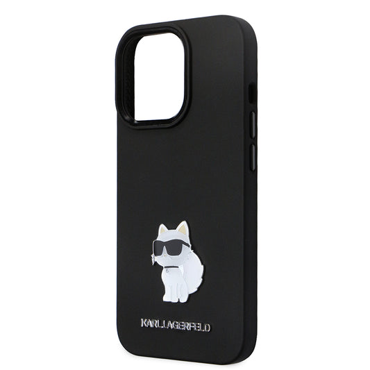 Case for Apple iPhone 14 Pro, Karl Lagerfeld, Silicone Choupette Metal, Black